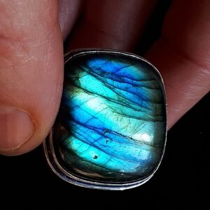 Square Blue Labradorite Ring, size 7.5